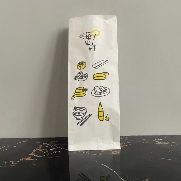 Custom Printed Satchel Paper Bag Durable Bread Paper Packaging Food Grade