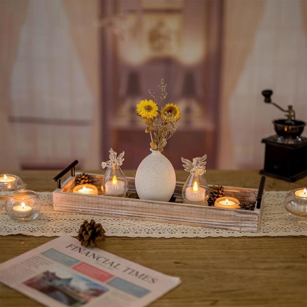Custom Wooden Candle Holder Tray - Farmhouse Decor Centerpiece