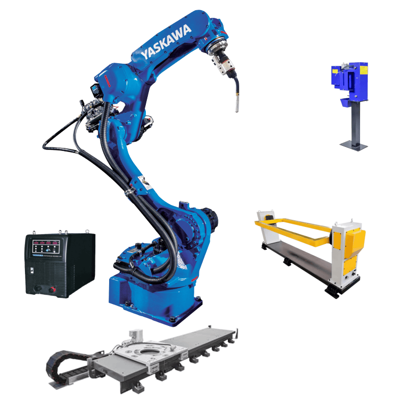 6 Axes Arc Welding Robotic with RD350S Welding Machine Dresspack Rotary Positioner Yaskawa AR1440 Robot Workstation