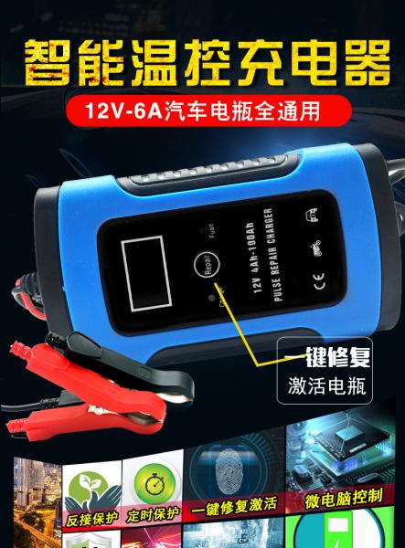 12V 6A LCD Agm Gel Wet sulfated  Lead Acid Battery Chargers