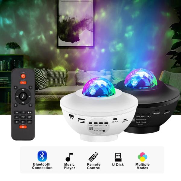 Star Projector Galaxy LED Star Night Light Lamp Music Starry Water Wave Galaxy Projector Light Bluetooth Sound-Activated Light