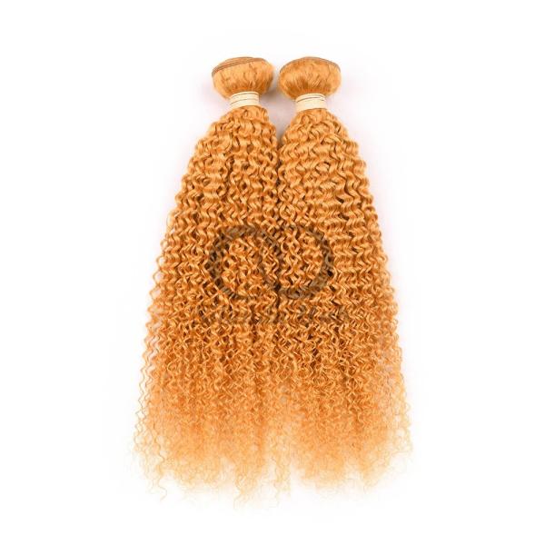 Orange Kinky Curly Remy Human Hair Bundles Sew In Weave Bundles Brazilian Bundle Deals