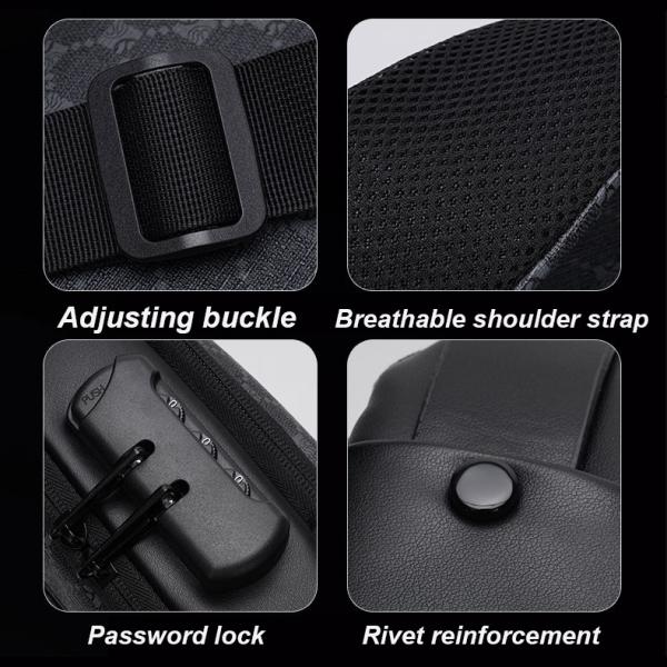 Business Anti Theft Chest Men's Messenger Bags USB Cross Body Bag Custom Brand