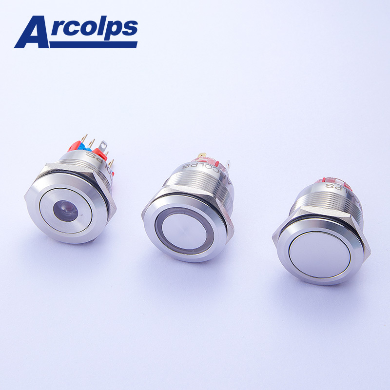 Tri Color LED RGB Push Button Switch 22mm Waterproof Momentary Switch