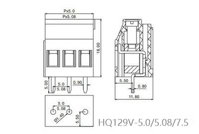 Панель терминального блока 300V 20A винта Pcb тангажа HQ129V-5.08mm установила