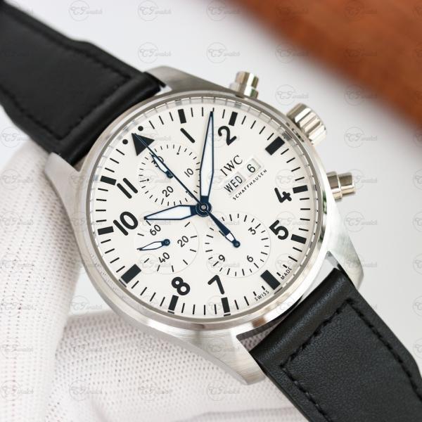 IWC Pilot Chronograph IW377725 43mm Black Dial Brown Numerals Stainless Steel Watch