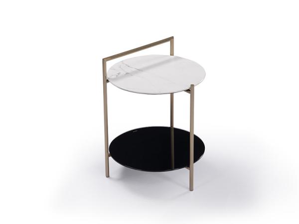 Modular Lux Round Marble Side Table ,  Ceramic Tray Style Coffee Table