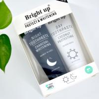 Dents libres de fluorure blanchissant le charbon de bois noir de pâte blanche de noix de coco de pâte dentifrice jour et nuit
