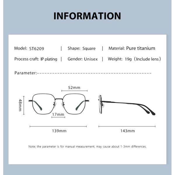 Объектив полигонального титанового стекла рамки голубой свет преграждая для людей и женщин