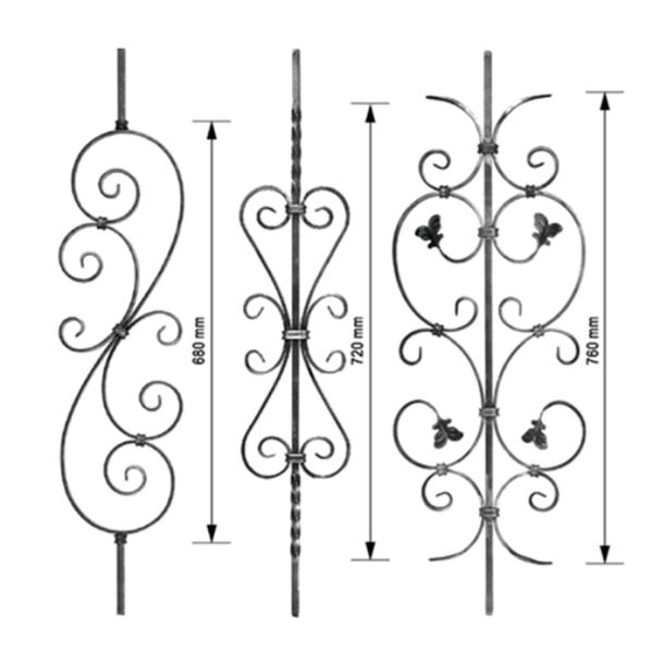 Balaustres ornamentales forjados al aire libre ISO9001 del balcón del hierro labrado de las piezas del hierro