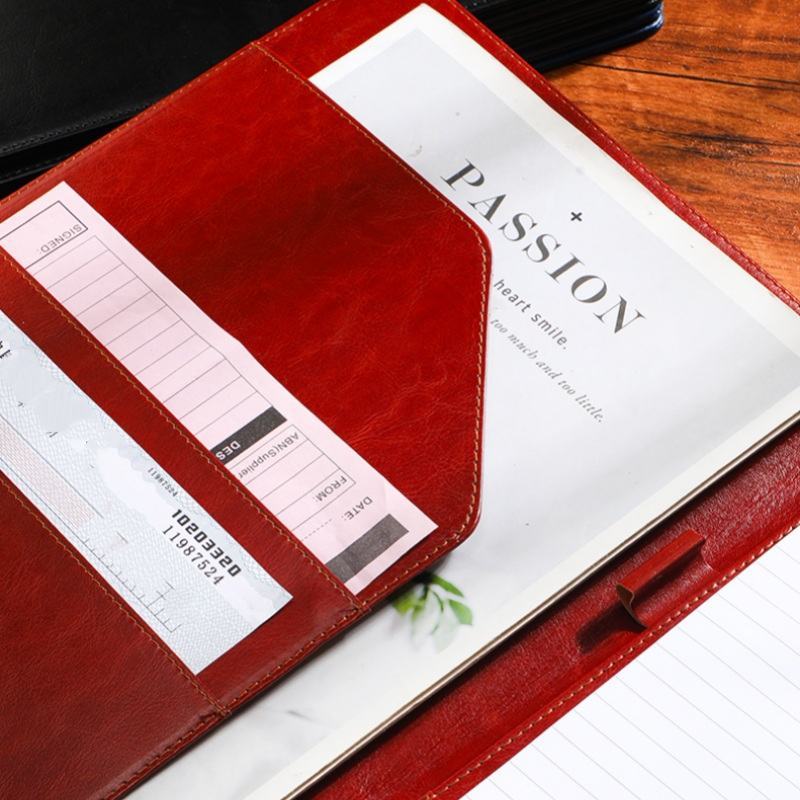 Custom A4 PU Leather Multi‑Function Clipboard Folder, Business Conference Writing Pad A4 Document Organizer