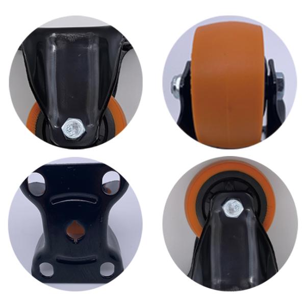 Колесо проступи PU 2 дюймов оранжевое с твердым твердым рицинусом плиты