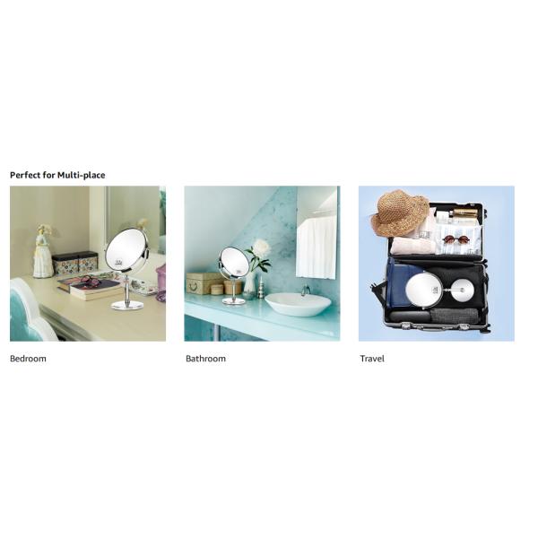 8 INCH Simple Stainless Steel Mirror decorative metal wall mounted folding makeup bath mirror