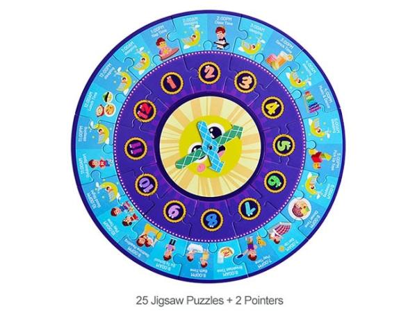 Round Color Sorting Time Jigsaw Puzzle , Clock Teaching Educational Puzzle Toys