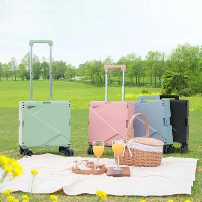 6 Wheels Climbing Plastic Shopping Cart With Seat Mini Folding Hand Luggage Cars
