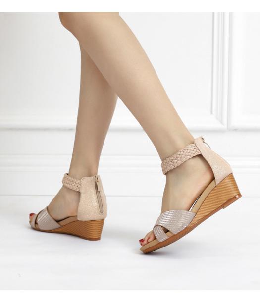 BS113 Sandals Women 2021 New European And American Fashion Summer Ladies Shoes Woven Roman Fashion Wedges Sandals Beach