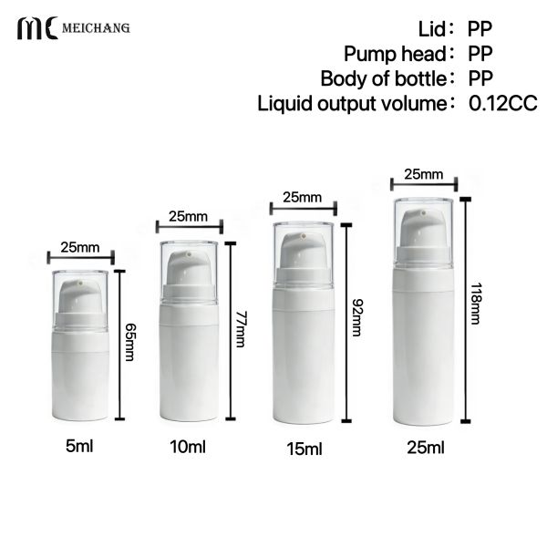 5ML, 10ML, 15ML, 25ML Small Capacity Airless Pump Bottle for Premium Gift Samples with Customizable Logo and Color