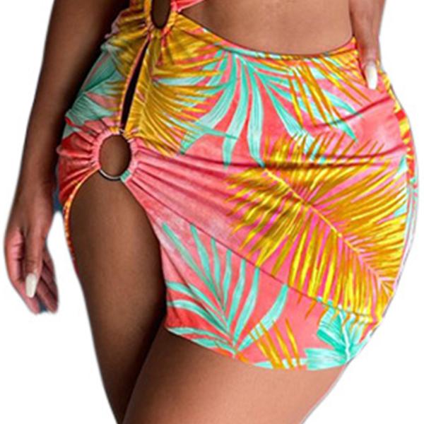 Printed Hollow Women's Beachwear Dresses , Beach Swimming Dress For Ladies