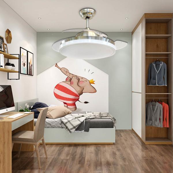 Economia de energia com controle remoto silencioso Luz de ventilador de teto LED com corpo de lâmpada de 2 metais