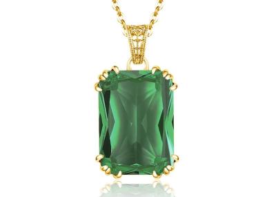 Vintage 14K Gold Necklaces 2.67ct 8×10mm With Natural Emerald Pendant