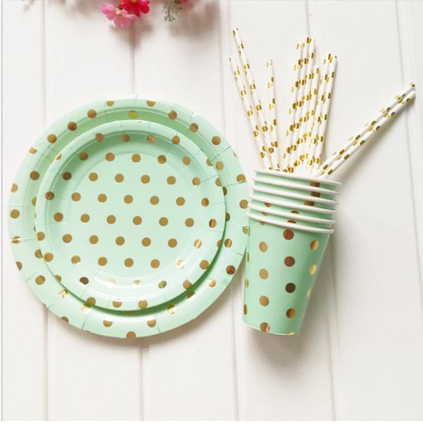 Paper Cups And Plates Set Festival Party Decorations With Hot Stamping Foil Color