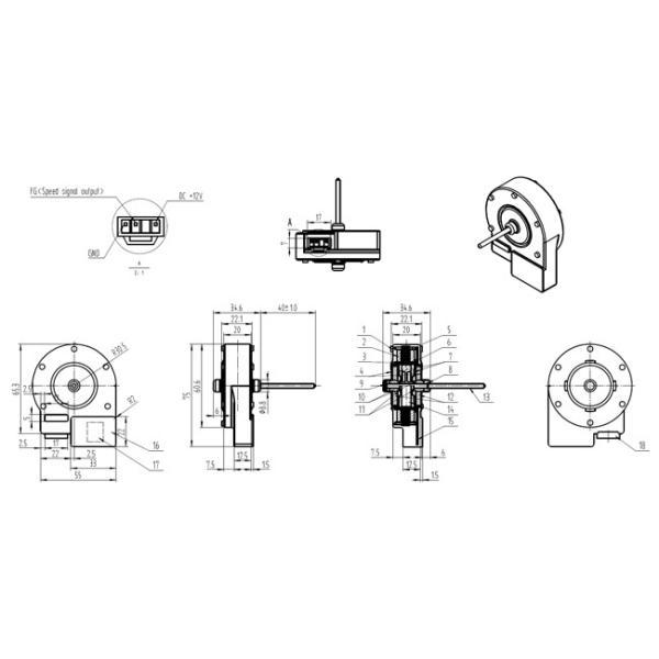 Микро- безщеточный электрический двигатель Дк холодильника 12в для испарителя холодильника