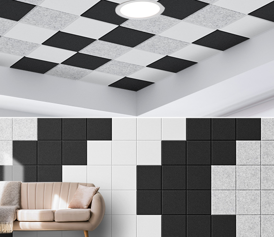 Панели звукопоглотительные 600x600mm отделки стен черные акустические