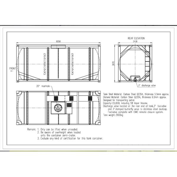 Международный контейнер танка в 20 ног углерода стальной для перехода или хранения масла
