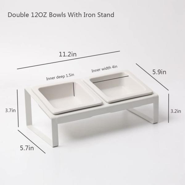 Ceramic Dog Cat Food and Water Bowls Set for Small Size Dogs and Cats