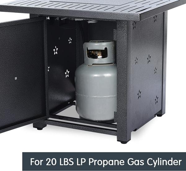 28in Gas 50000 BTU Outdoor Garden Square Fire Pit Table For Outside Propane