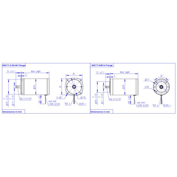 90ZYT-S Series Brush  High Power Big Torque Brush DC Electric Motor 3000rpm 300w 400w 500w 600w 1Nm 2Nm