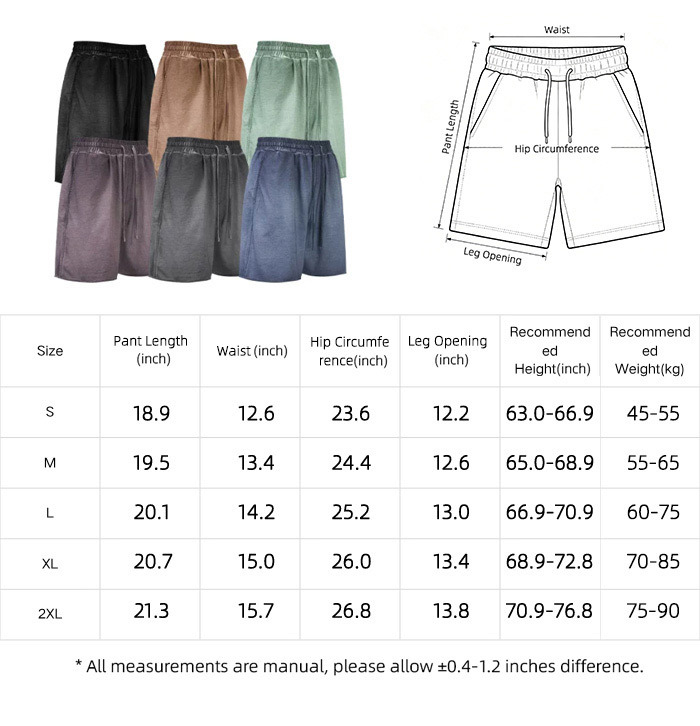 Casual Men's Sweatpants Shorts Loose Vintage Drawstring Shorts 320GSM 80% Cotton Blend