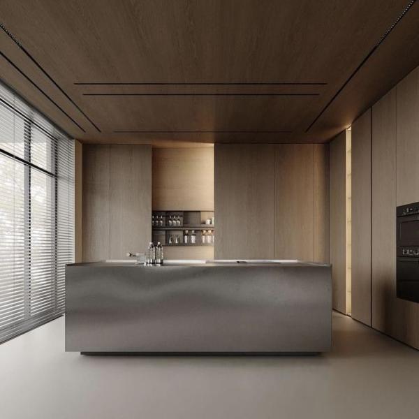 Automatique Moderne Designs de luxe Meubles de cuisine complets Armoires de cuisine en aluminium Tiret en bois Armoires de cuisine en mélamine