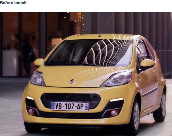 Peugeot 107 car front led fog light lamp LED daytime running lights DRL
