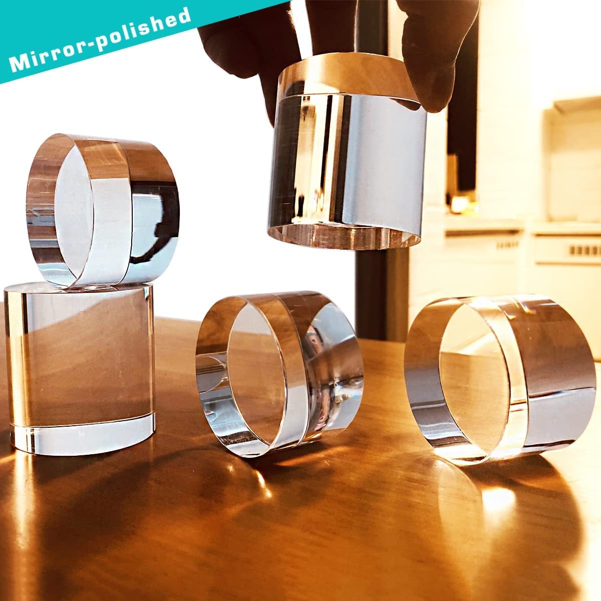Cylinder Round Solid Acrylic Display Cube Photo Props Transparent  Size 5