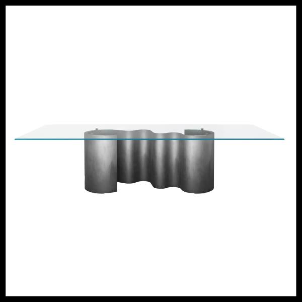 Light Luxury Tempered Glass Rectangular Dining Table High-End French European Dining Table For Home Restaurant or Hotel Use