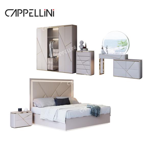 Simple Home Double Wooden Frame Leather King Bed Modern Luxury Wood Full Queen Size Bedroom Furniture Set