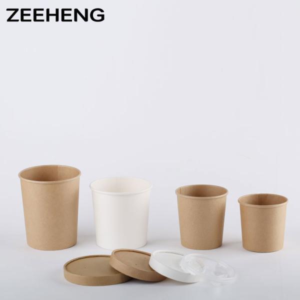 16oz Single Wall Soup Cup Made Of 320gsm Sun Paper With 40gsm PE Coating With Lids