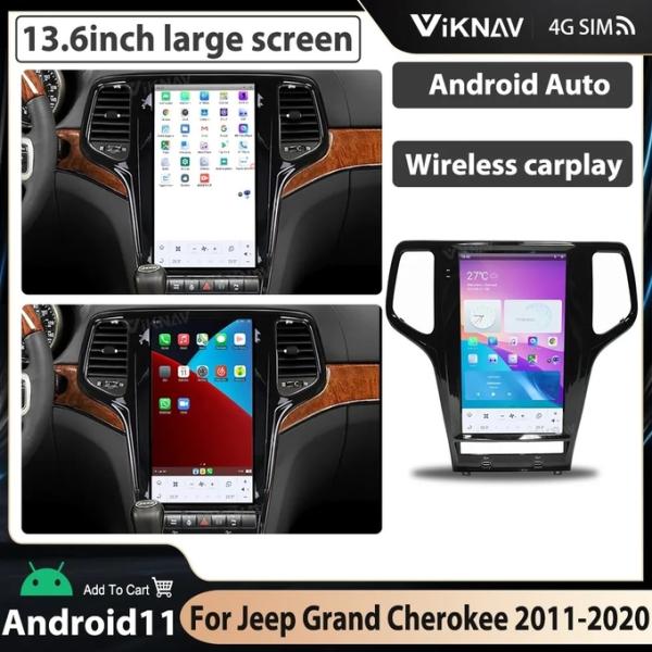 13.6 дюймовый сенсорный стерео для 2011-2013 Jeep Grand Cherokee 128G навигация GPS мультимедийный проигрыватель беспроводный Carplay
