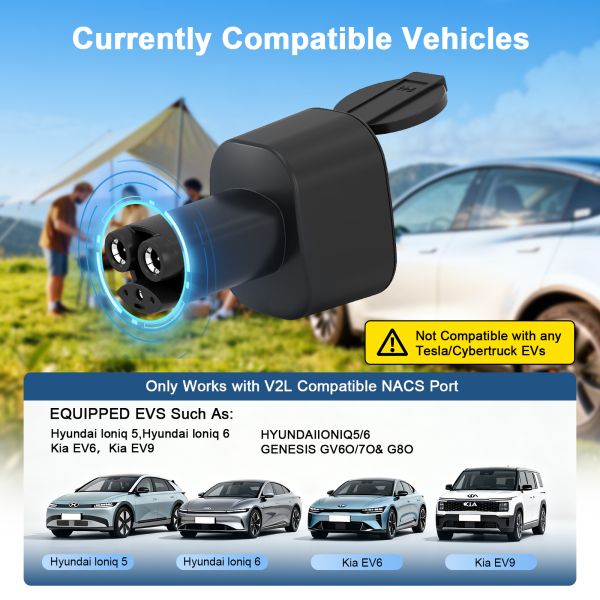 Hot Sale NACS To NEMA 5-20R Adapter, EV V2L Discharger Adapter for Hyundai loniq 5/6, Kia EV6/9 to US Standard Socket, 110V-240V Wide Voltage