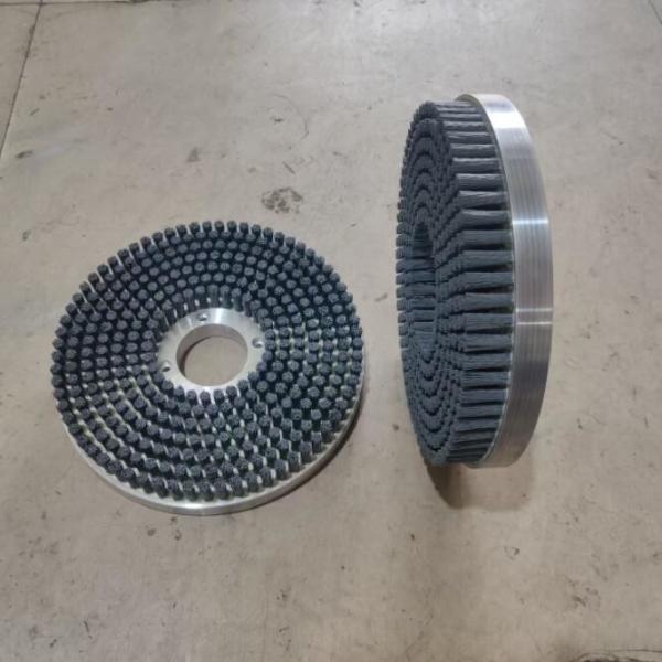 Metal Base 7 Rows Silicon Carbide Bristle Nylon Staple Set Disc Brushes 250MM Diameter