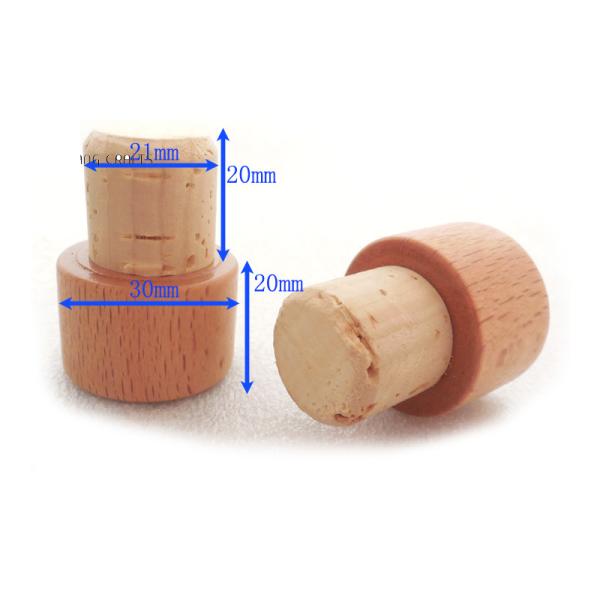 tapones de madera para vinos con tapones de corcho natural de cerradura de madera sólida de grado alimenticio
