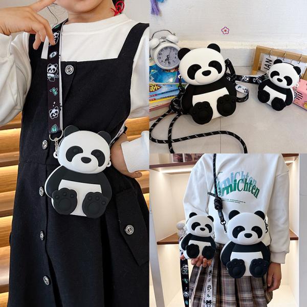 Caixa de lápis de silicone durável Panda para crianças Bolsa de bolso Crossbody Bolsa de ombro Bolsa de mão Moeda Bolsa de carteira Bolsa de maquiagem Bolsa de armazenamento