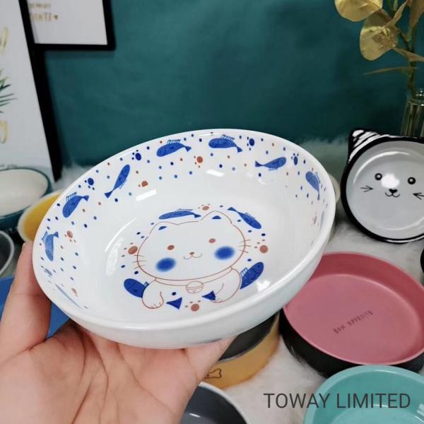 Animal de estimação cerâmico imprimindo bonito Cat Feeding Bowls do alimentador do cão