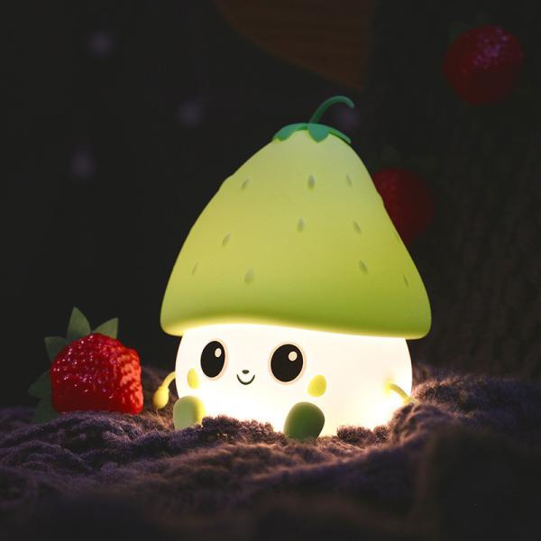 Night Light For Kids Cute Silicone Nursery Strawberries Lamp For Baby And Toddler Kawaii Bedside Timer Lamp For Kid Room
