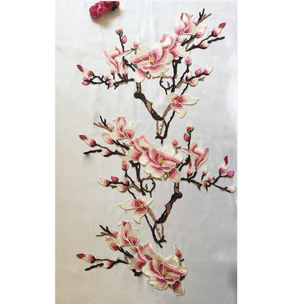 Hot Fix Motif mangnolia Embroidery Lace Flower for Cheongsam
