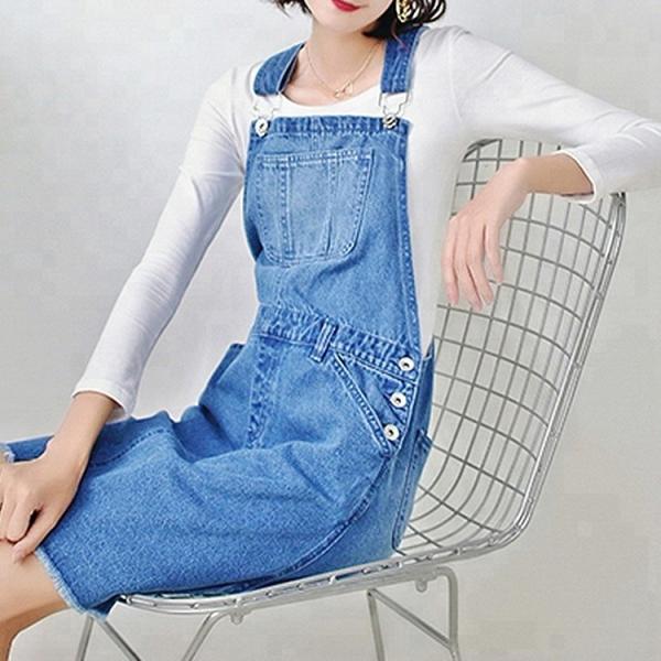 Customized Fade Proof Ladies Ripped Denim Dress Sleeveless For Spring