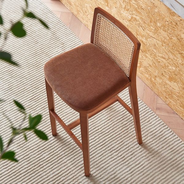 Nordic Modern Coffee Shop Front Counter High bar Stool Garden Courtyard Creative Solid Wood Hand Made Rattan bar Chair