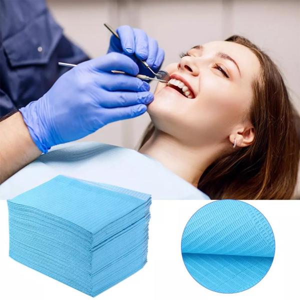 Anti Leakage Colorful PE Film Dental Disposable Bibs For Patient