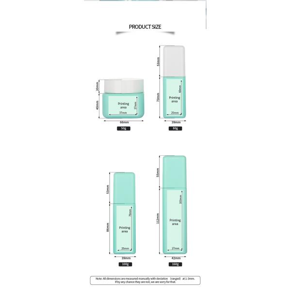 Elegant Green Cosmetic Packaging Sets 50g 80g 100ml 160ml Simple Style